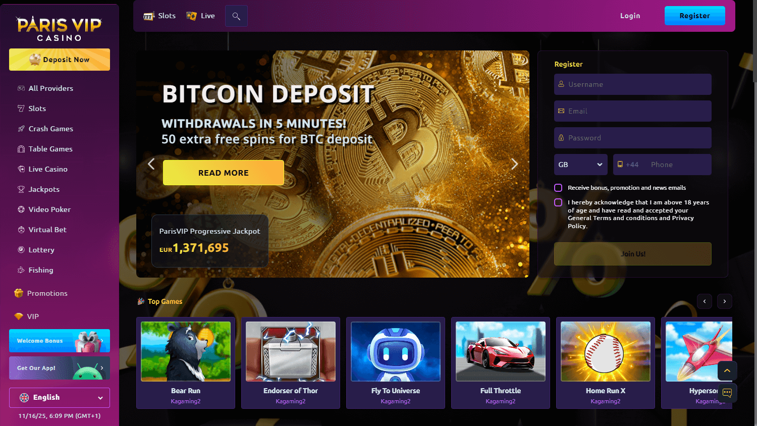 Paris VIP Casino Desktop screenshot